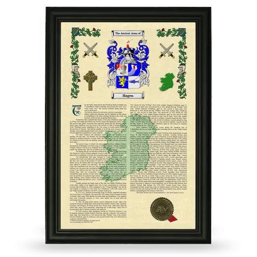 Hagen Armorial History Framed - Black