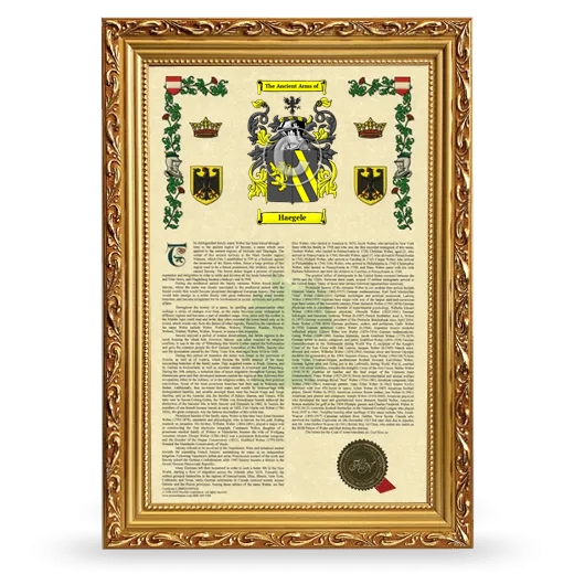 Haegele Armorial History Framed - Gold