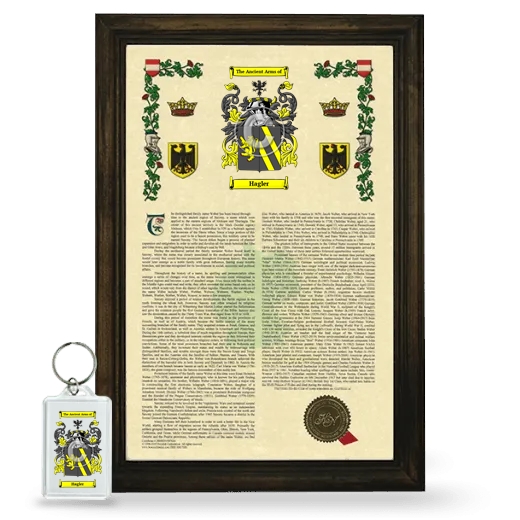 Hagler Framed Armorial History and Keychain - Brown