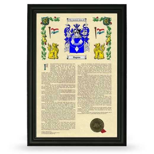 Hagens Armorial History Framed - Black