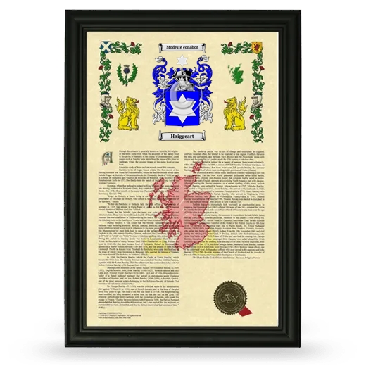 Haiggeart Armorial History Framed - Black