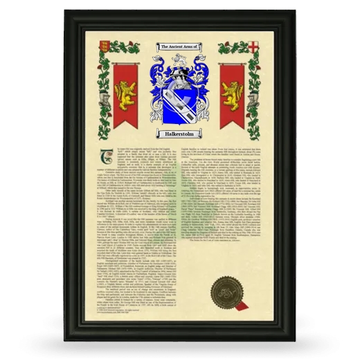 Halkerstolm Armorial History Framed - Black