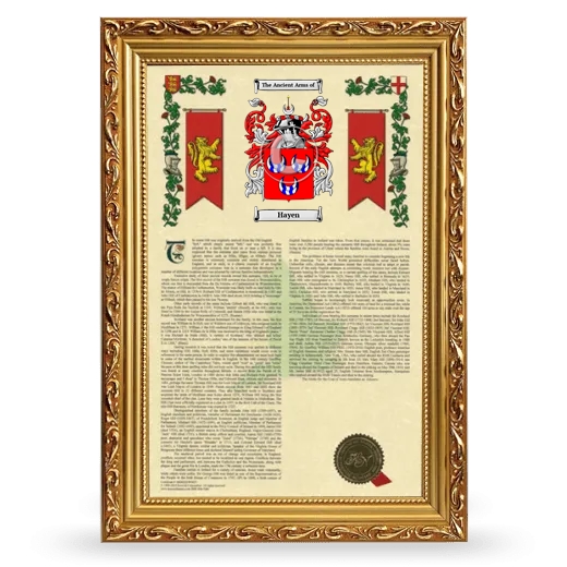 Hayen Armorial History Framed - Gold