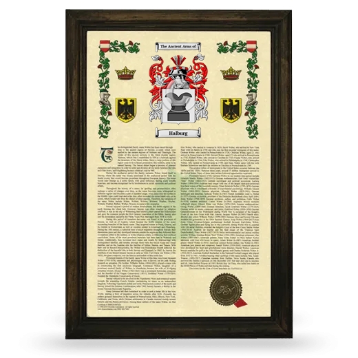 Halburg Armorial History Framed - Brown