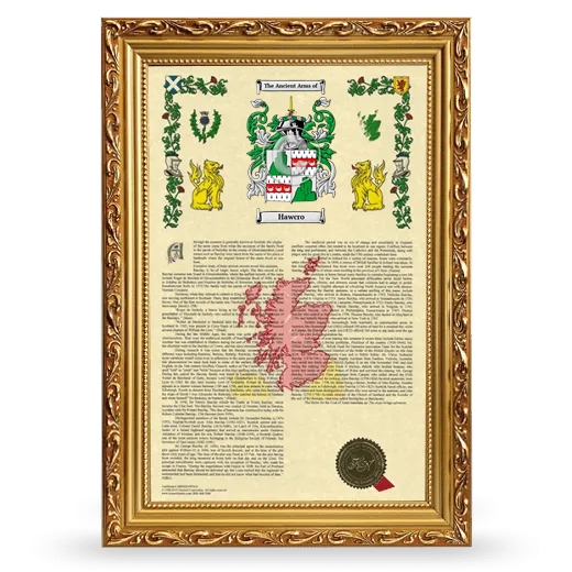 Hawcro Armorial History Framed - Gold