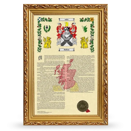 Haltan Armorial History Framed - Gold