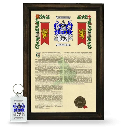 Halforthey Framed Armorial History and Keychain - Brown
