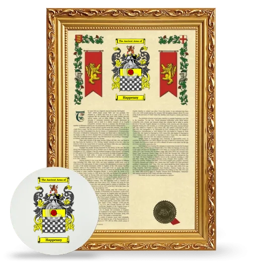 Happenny Framed Armorial History and Mouse Pad - Gold