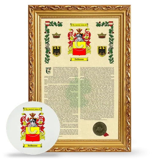 Hallmann Framed Armorial History and Mouse Pad - Gold