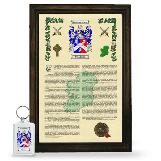 O'Hallahan Framed Armorial History and Keychain - Brown