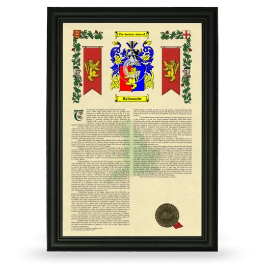 Haltoombe Armorial History Framed - Black