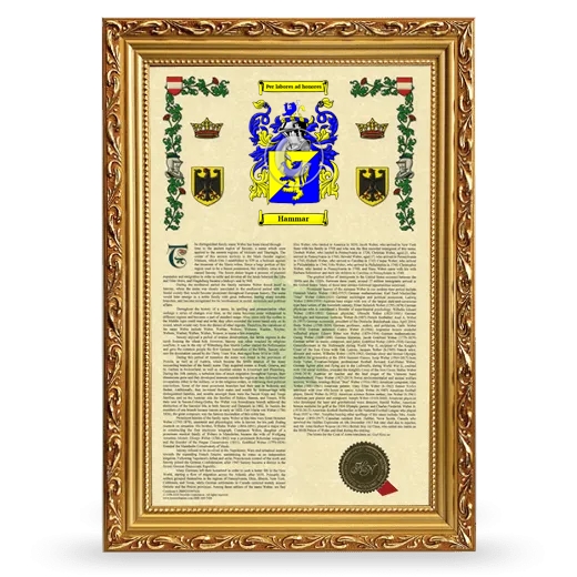 Hammar Armorial History Framed - Gold