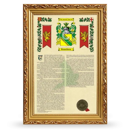 Hennerburay Armorial History Framed - Gold