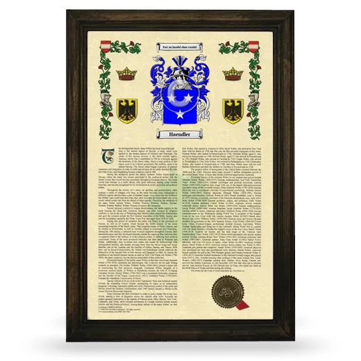 Haendler Armorial History Framed - Brown