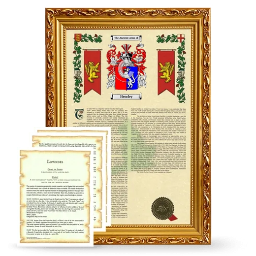 Hencley Framed Armorial History and Symbolism - Gold