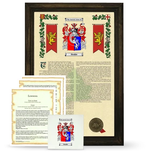 Henkie Framed Armorial, Symbolism and Large Tile - Brown