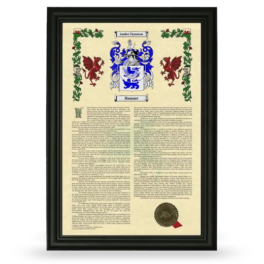 Hamner Armorial History Framed - Black