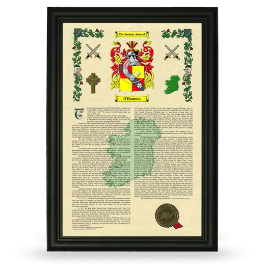 O'Hannon Armorial History Framed - Black