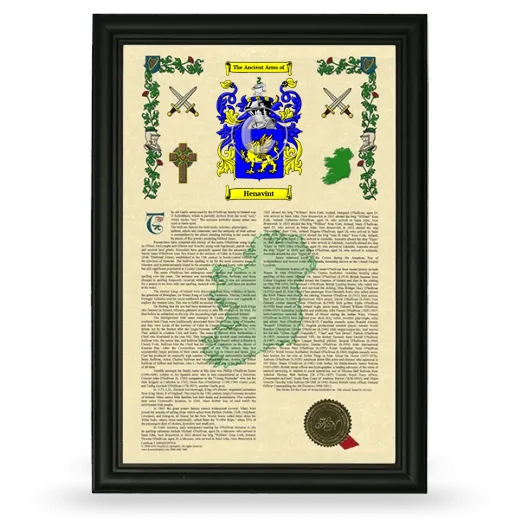 Henavint Armorial History Framed - Black