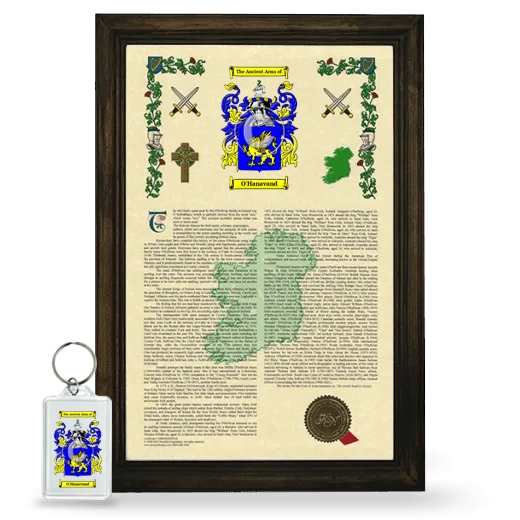 O'Hanavand Framed Armorial History and Keychain - Brown