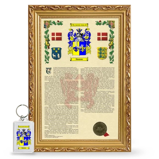 Hanson Framed Armorial History and Keychain - Gold