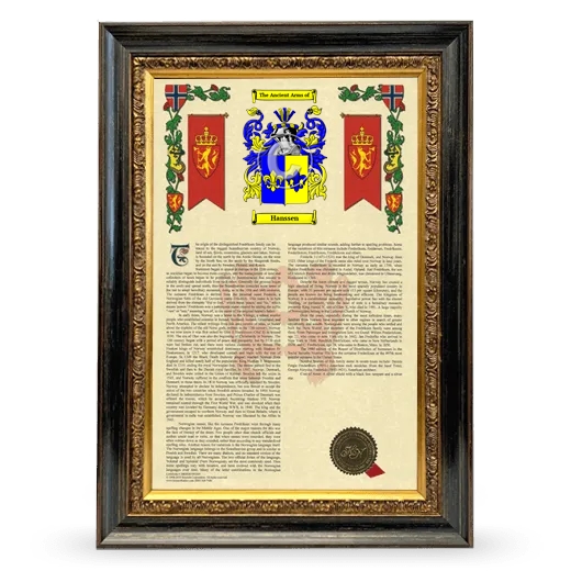 Hanssen Armorial History Framed - Heirloom