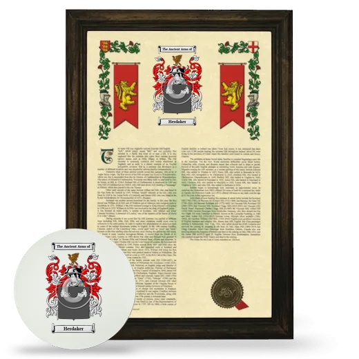 Herdaker Framed Armorial History and Mouse Pad - Brown