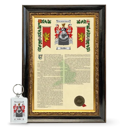 Herdiker Framed Armorial History and Keychain - Heirloom