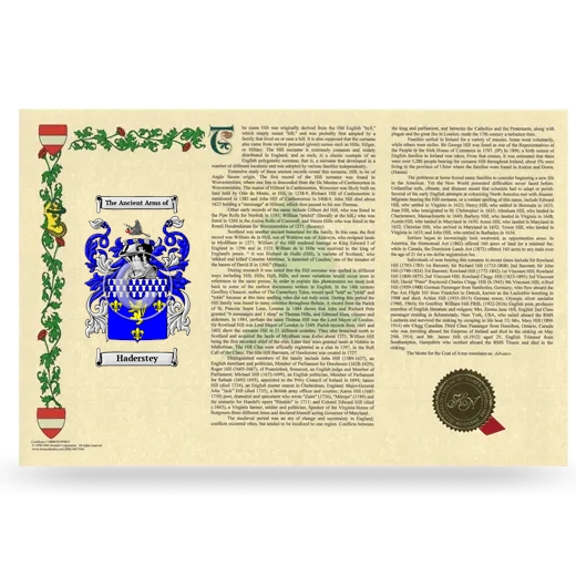 Haderstey Armorial History Landscape Style