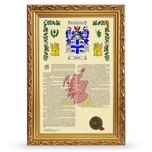 Hearte Armorial History Framed - Gold