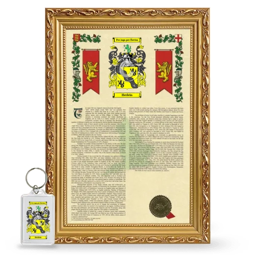 Herlein Framed Armorial History and Keychain - Gold