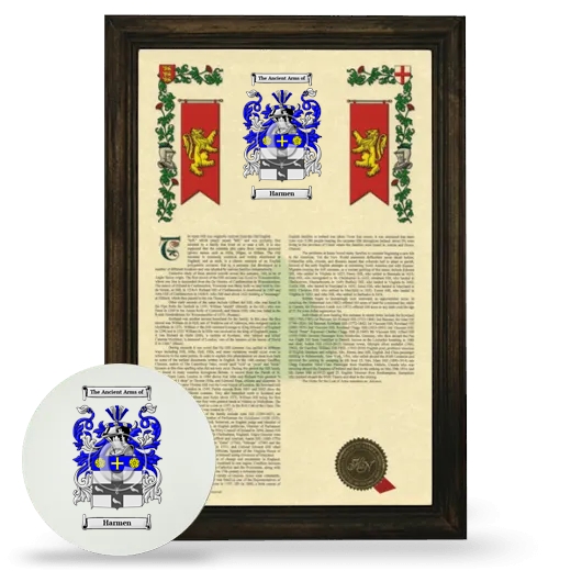 Harmen Framed Armorial History and Mouse Pad - Brown