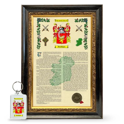 Heardegan Framed Armorial History and Keychain - Heirloom