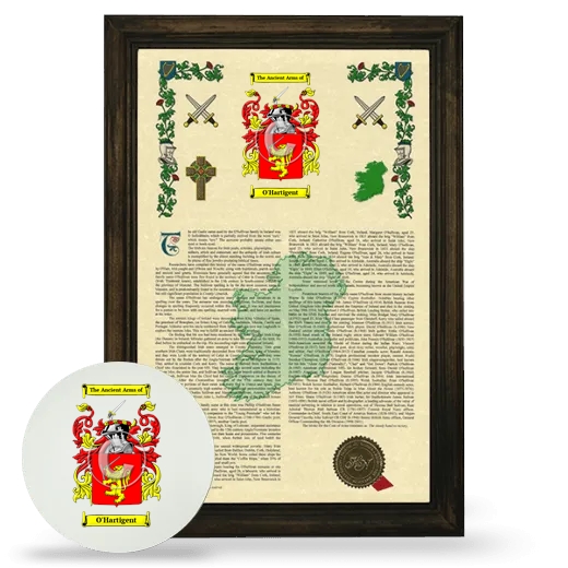 O'Hartigent Framed Armorial History and Mouse Pad - Brown