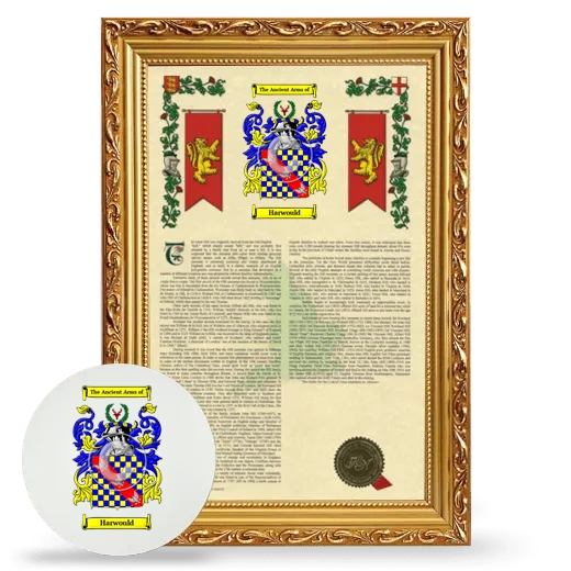Harwould Framed Armorial History and Mouse Pad - Gold
