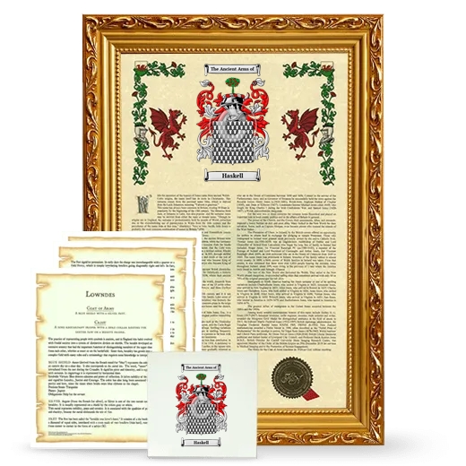 Haskell Framed Armorial, Symbolism and Large Tile - Gold