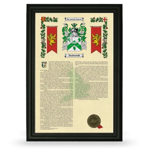 Haslewould Armorial History Framed - Black