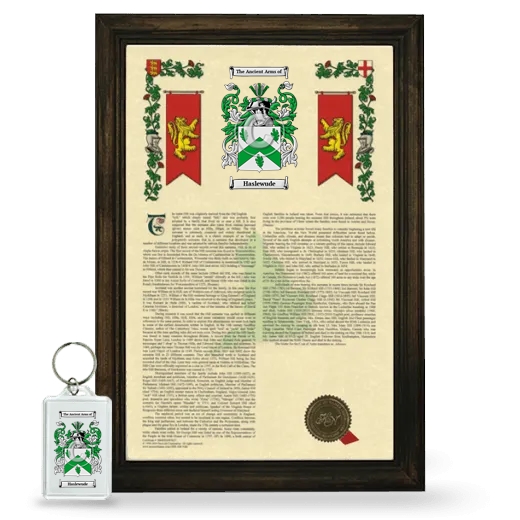 Haslewude Framed Armorial History and Keychain - Brown