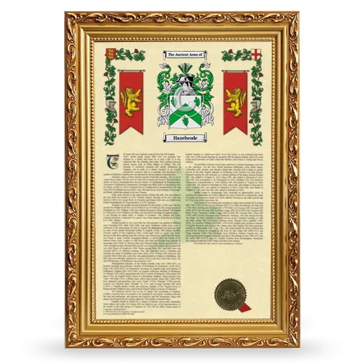 Hazelwode Armorial History Framed - Gold