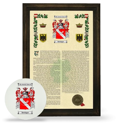 Hettinger Framed Armorial History and Mouse Pad - Brown