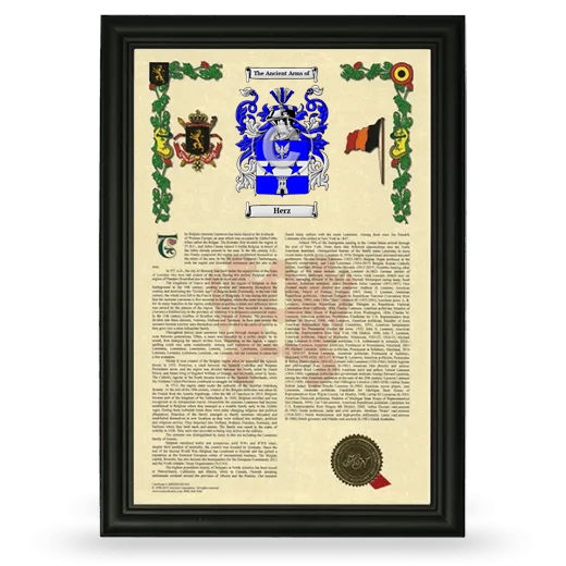 Herz Armorial History Framed - Black