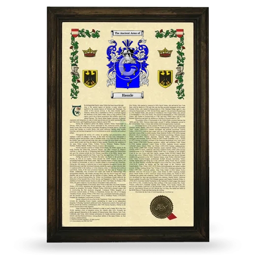 Hausle Armorial History Framed - Brown