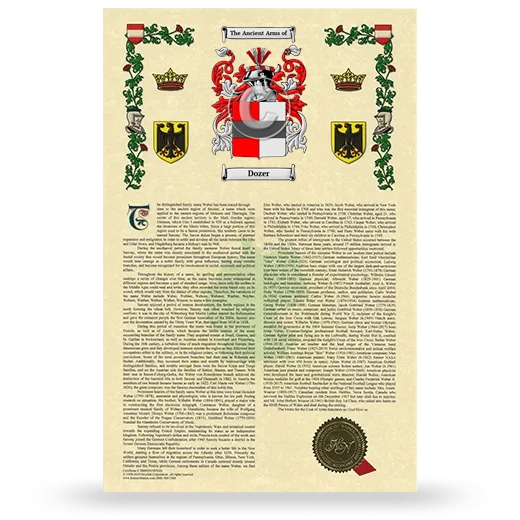 Dozer Armorial History with Coat of Arms
