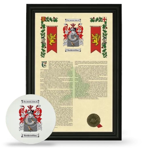 Hawkeswithay Framed Armorial History and Mouse Pad - Black