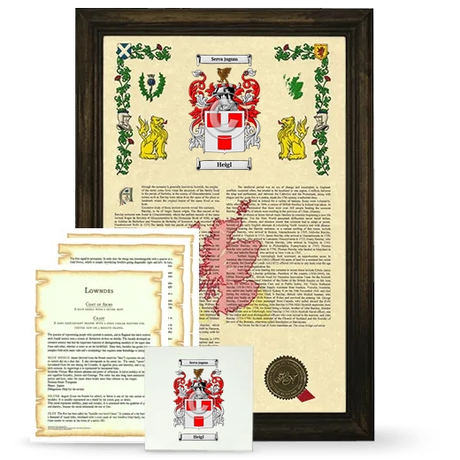 Heigl Framed Armorial, Symbolism and Large Tile - Brown