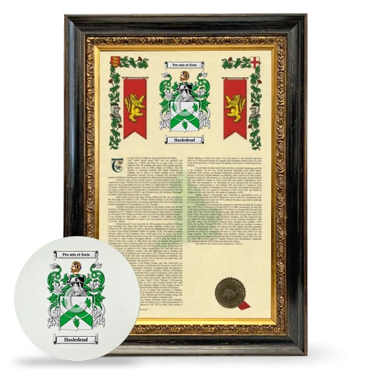 Hasledend Framed Armorial History and Mouse Pad - Heirloom