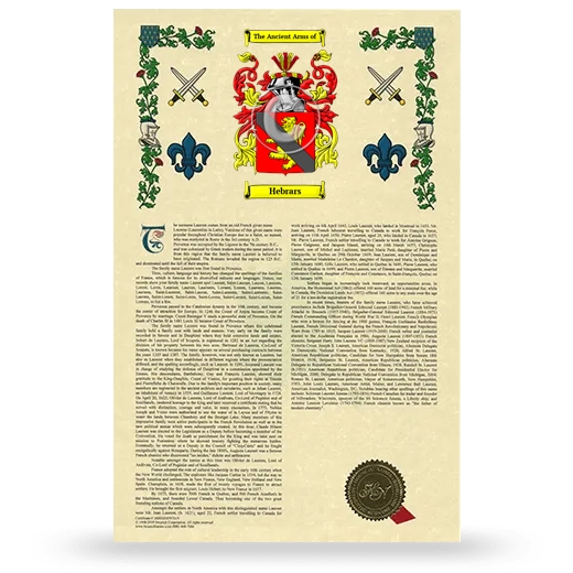 Hebrars Armorial History with Coat of Arms