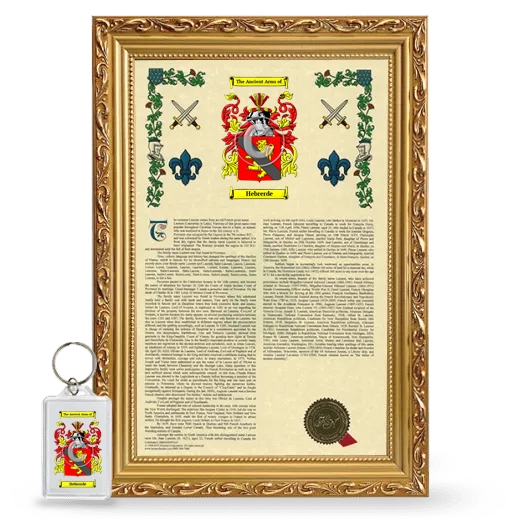 Hebrerde Framed Armorial History and Keychain - Gold