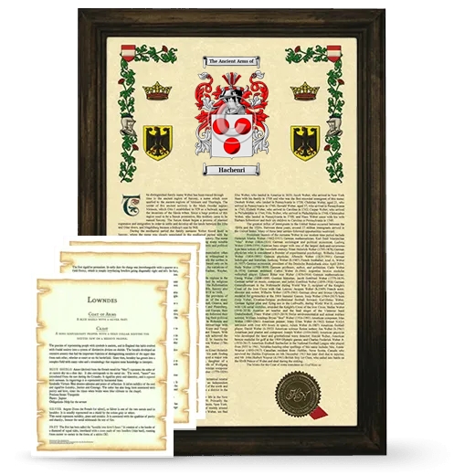 Hachenri Framed Armorial History and Symbolism - Brown