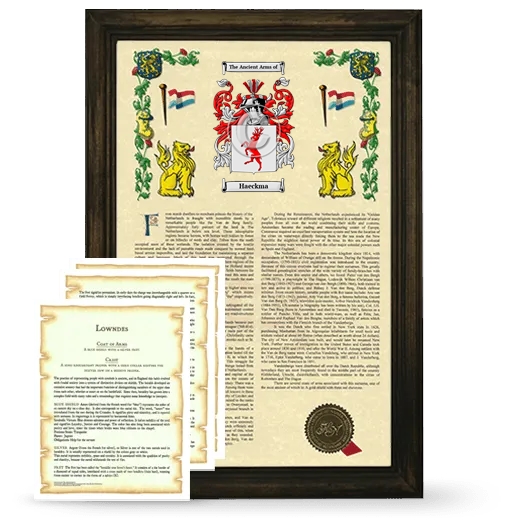 Haeckma Framed Armorial History and Symbolism - Brown